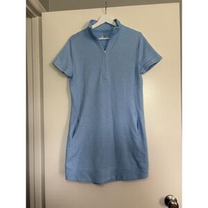 Legendary Outfitters Quarter Zip Dress Small Light Blue Short Sleeve Pockets